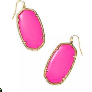 Danielle Gold Statement Earrings in Magenta Pink Magnesite